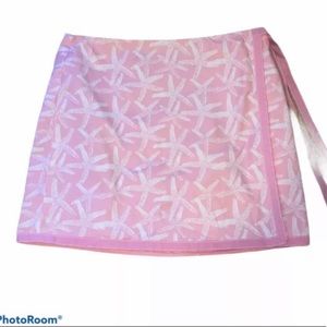 Vineyard Vines Wrapped Lined Mini Skirt Pink & White  Starfish  Small
